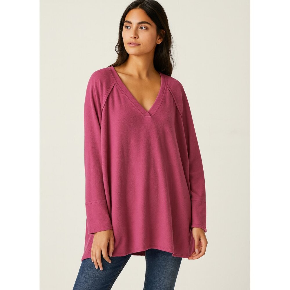 WILDFOX Soft Hot Pink Sweater V-neck Pullover size XXL Athleisure Casual Lounge
